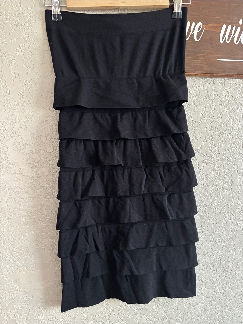 Black Tiered Ruffle Pencil Dress - Women